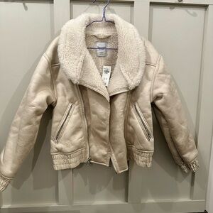 Abercrombie & Fitch Vegan Suede Sherpa Lined Bomber Jacket